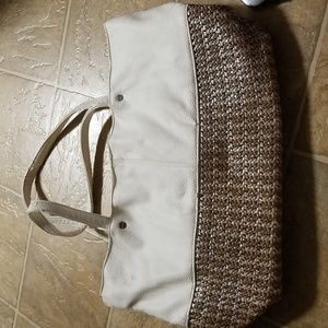 White Faux Leather Deux Lux Tote